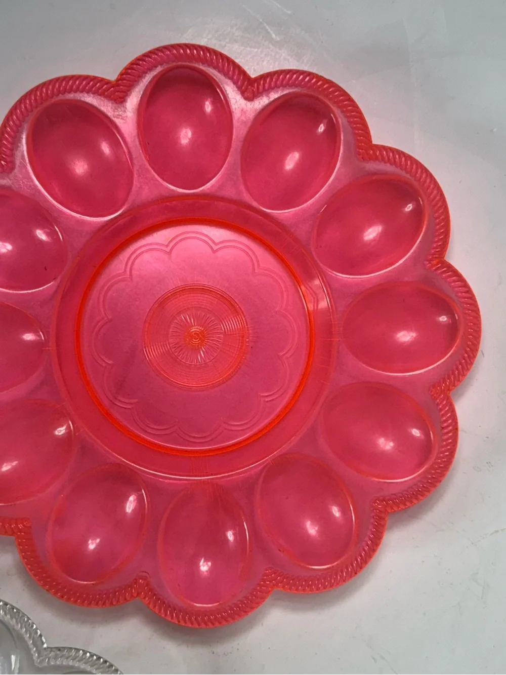 Clear and Pink Plastic Egg Tray Platter - Party Serving Tray